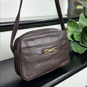 Etienne Aigner genuine leather, like new, crossbody shoulder bag, dark brown